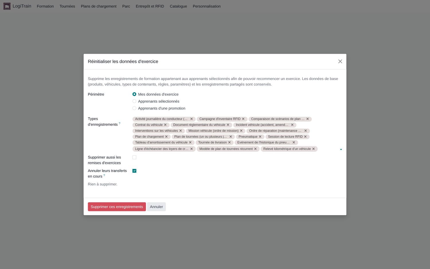 Capture de l'écran réel — base de démonstration SudLog